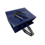 the lay-down dark blue custom clossy lamination gift paper bag