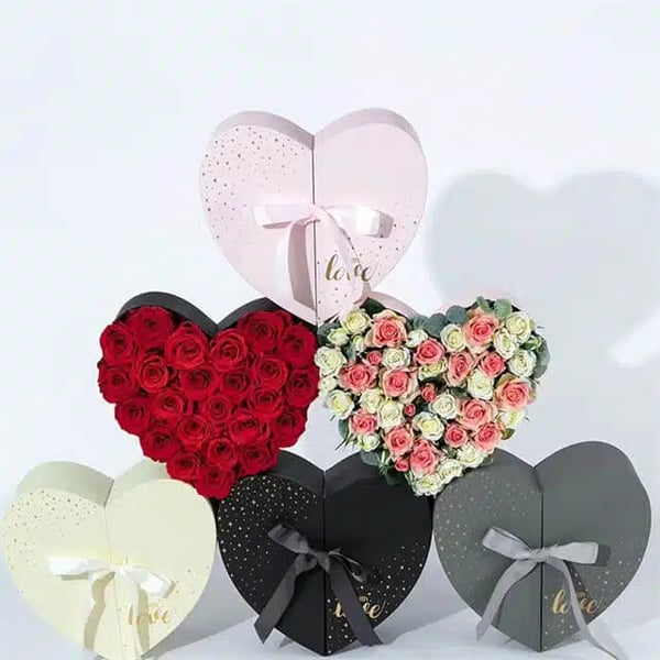 Custom Fancy Flower Heart Shaped Rigid Box