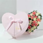 the inside of the pink custom fancy flower heart shaped rigid box