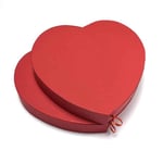 the top of the two red custom chocolated gift heart shaped rigid boxes