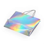 the bottom of the custom holographic paper bag with rope handles