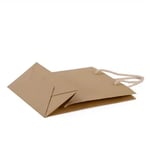 the custom primary colour kraft paper bag with rope handles in the foldable state