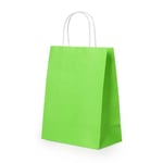 one green custom solid color kraft paper bag with paper handle