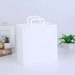 the front of the white custom kraft paper bag with flat paper handles