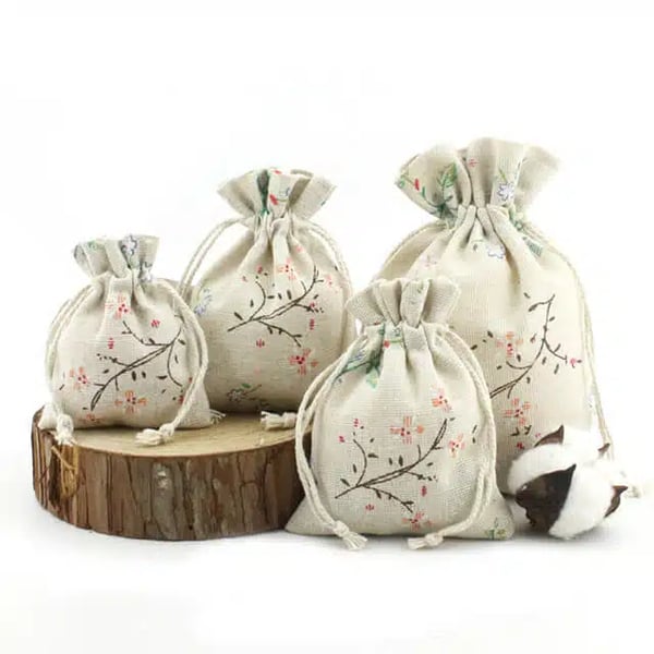 Custom Linen Drawstring Pouch