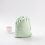 one green Custom Linen Drawstring Pouch