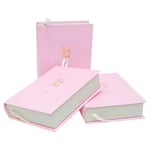 three custom luxury pink color cardboard magnetic book style boxes