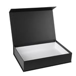 the custom black wholesale rectangle plain magnetic flip box with open state