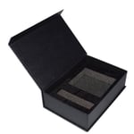 the inside of the custom luxury matte black magnetic flip perfume gift box