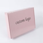 the custom pink mailer box from side angle