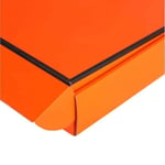 the detail of the custom orange mailer box