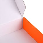 the inside detail of the custom orange mailer box