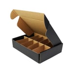 the inside of the custom black mailer box with cardboard inserts