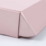 the opening detail of the custom pink mailer box