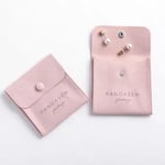 the front and inside of two pink Microfiber Snap Button Pouches