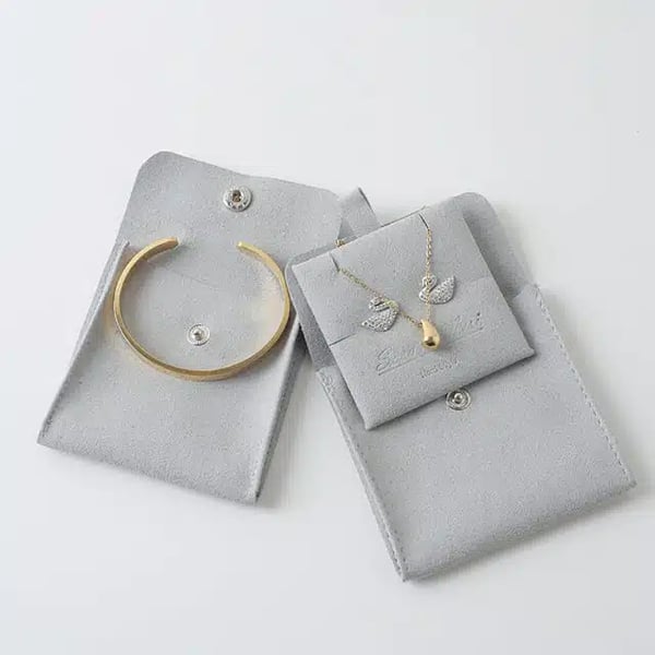 Custom Microfiber Snap Button Pouch with Inserts