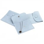 three blue Microfiber Snap Button Pouches