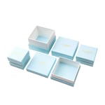 a bunch of blue custom cardboard ring boxes with lid