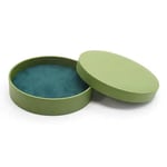 one custom round gift box with lid for jewelry, which is green