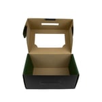 the custom corrugated roll end tuck top box with window in the open state