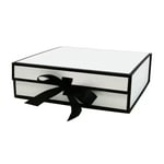 the front of the custom luxury rigid box with ribbon closure