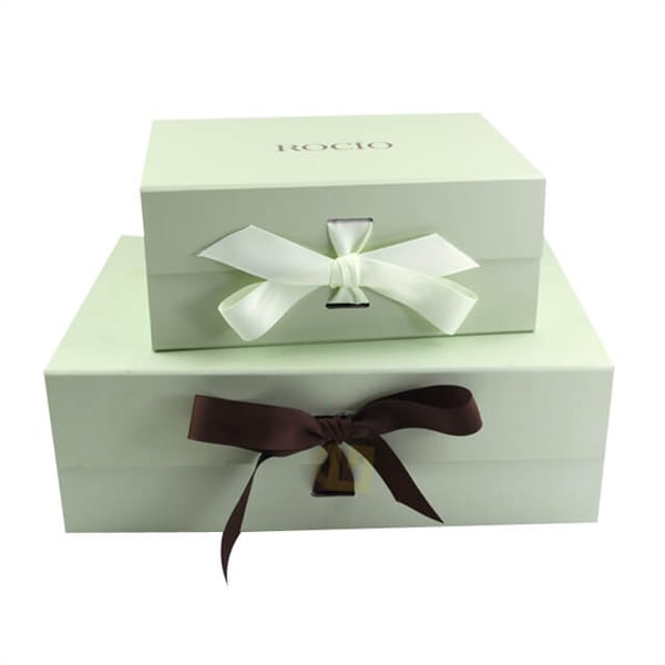 Custom Green Rigid Box with Ribbon Closure