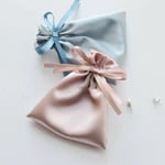 two Custom Satin Ribbon Pouches in different colours