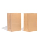 two custom paper lunch bags stand side by side and display the side of them