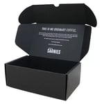 the custom black tuck top mailer box in the open state