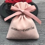 the front of one pink Custom Velvet Ribbon Pouch