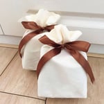 two whtie Custom Velvet Ribbon Pouches